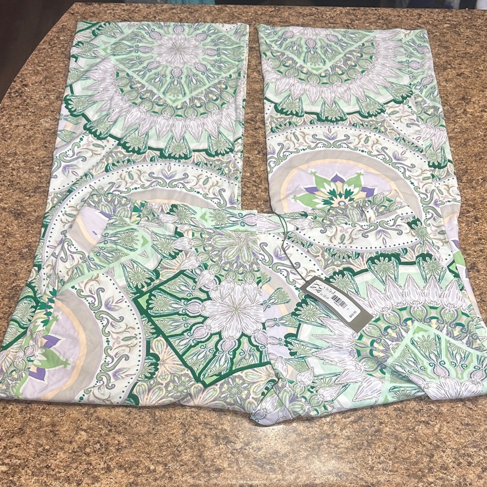 NWT Eva Mendes NY & Co Mandala Print Wide-Leg Pants in Green and Lavender 14